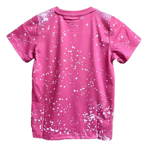 Girls Pink Sublimated Christmas Tshirt Faux Bleached Size 8 - Picture 3 of 3
